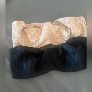 Halo Lace Strapless Bra 36C 2- black & nude